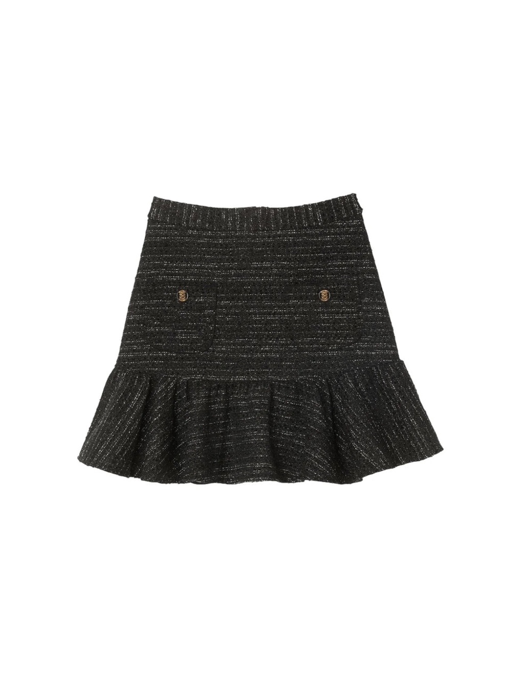 Sandro Mira Ruffled Tweed Skirt